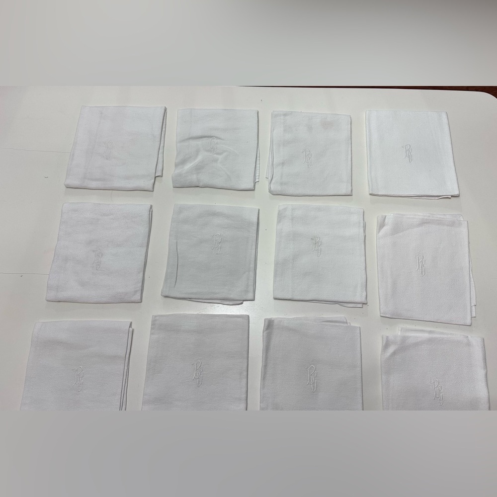 Set Of 12 French Linen Cotton Damasks Monogram